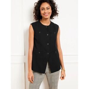 Talbots Tailored Vest Longline Button Front Size 16 Black Women